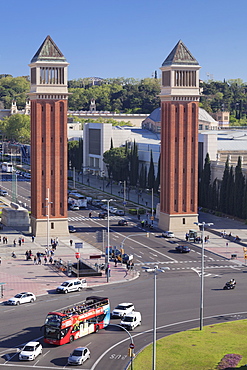 Two Venetian Towers, Placa d'Espanya (Placa de Espana), Barcelona, Catalonia, Spain, Europe