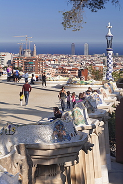 Parc Guell, UNESCO World Heritage Site, Modernisme architect Antoni Gaudi, Barcelona, Catalonia, Spain, Europe