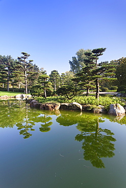 Japanese garden, North Park (Nordpark), Dusseldorf, North Rhine Westphalia, Germany, Europe 