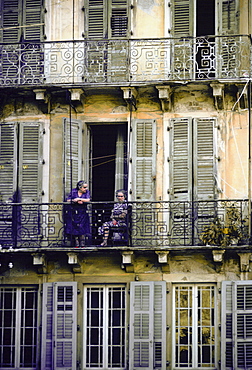 Two women on a balcony , Corfu Island, Greek Islands