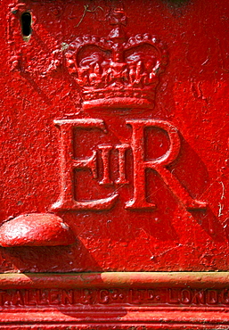 Royal Mail Post-Box with the cypher of the Queen's initials E II R to mark the reign of Queen Elizabeth II, England