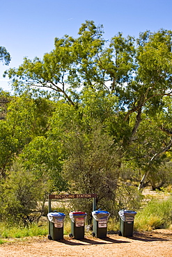 Recycle bins in the Red Centre, Australia