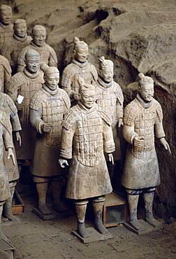 Terracotta army warriors at tomb of Emperor Qin Shi Huangdi at Lingtong in Xian, China