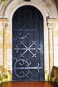 Door of All Saints Church in Church Lench, Worcestershire, United Kingdom