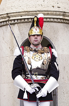 Ceremonial guard at Quirinale Palace, Rome, Italy.