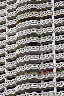 Balconies of a Bangkok apartment block, Thailand