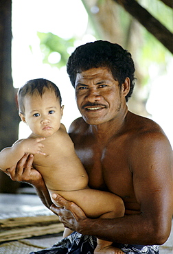 Father and child, Tuvalu, South Pacific