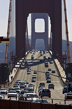 Traffic on the Golden Gate Bridge, San Francisco, California, United States of America