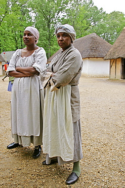 Historical performers in costume in re-created colonial fort, Jamestown, Virginia, United States of America