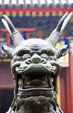 Bronze statue of a Qilin legendary mythical animal at The Summer Palace, Beijing, China