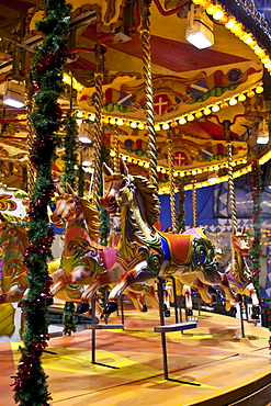 Merry-go-round carousel at Christmas fairground and market, Winter Wonderland, in Hyde Park, London