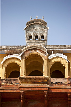 Maharaja Chet Singh Palace Fort at Chet Singh Ghat on banks of The Ganges River in holy city of Varanasi, India