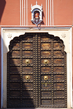 Traditional gateway entrance to the Maharaja of Jaipur's Moon Palace in Jaipur, Rajasthan, India