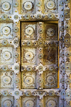 Mehrangarh Fort ornate door to the Nagnecha Temple at Jodhpur in Rajasthan, Northern India