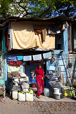 Slum housing and slum dwellers in Mahalaxmi area of Mumbai, India