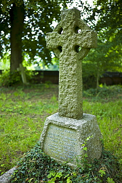 Celtic cross grave for Elizabeth and George Winship in graveyard of St Mary the Virgin Church, Harefield, Middlesex, UK