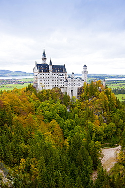 Schloss Neuschwanstein castle, 19th Century Romanesque revival palace of Ludwig II of Bavaria in the Bavarian Alps, Germany