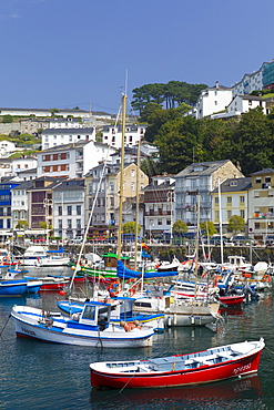 Fishing boats in the harbour at Luarca in Asturias, Spain