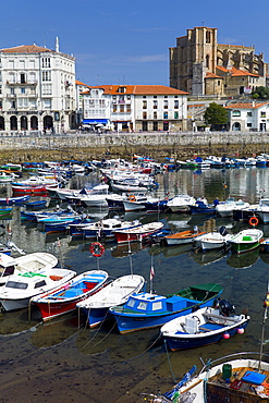 Seaside resort of Castro Urdiales in Northern Spain with the 13th Century Iglesia de Santa Maria