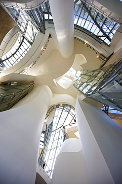 Architect Frank Gehry's Guggenheim Museum futuristic architectural design interior at Bilbao, Basque country, Spain