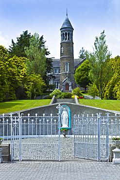 Church and statue of the Blessed Virgin Mary in Timoleague, County Cork, Ireland