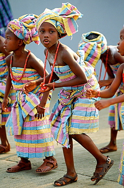 Young girls dancing in a festival in Nigeria