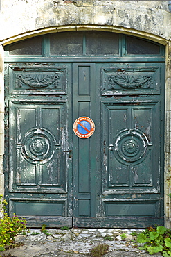 Street scene old doorway at St Martin de Re,  Ile de Re, France