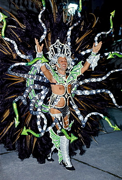 Dancer taking part in a traditional Rio Carnival in Rio de Janeiro, Brazil