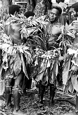 Native men at tribal gathering in Fiji, South Pacific