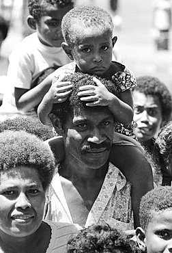 Native people at tribal gathering in Western Samoa, South Pacific