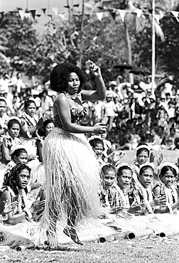 Natives at tribal gathering in Western Samoa, South Pacific