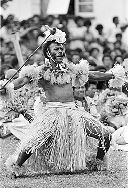 Locals attending traditional native ceremony at tribal gathering in Fiji, South Pacific