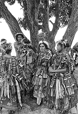 Local people in costume at cultural event in Tuvalu, South Pacific