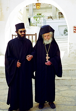 Orthodox monks at St Catherine's Monastery in Sinai Desert in Egypt