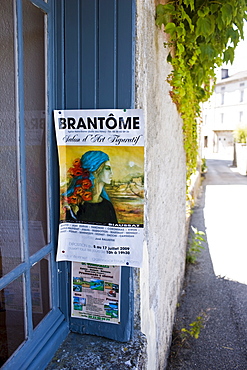 Advertising poster in Bourdeilles popular tourist destination near Brantome in Northern Dordogne, France