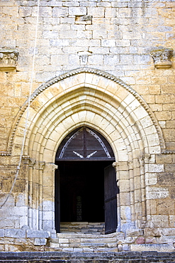 Ancient church at St Amand de Coly, Dordogne, Aquitaine, France