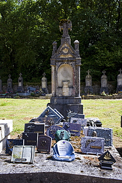 Grave at cemetery graveyard at St Amand de Coly, Dordogne, France