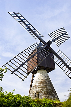 Windmill, moulin a vent, at La Herpiniere near Saumur, Loire Valley, France