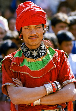 Male dancer at cultural event in Bhaktapur, Nepal