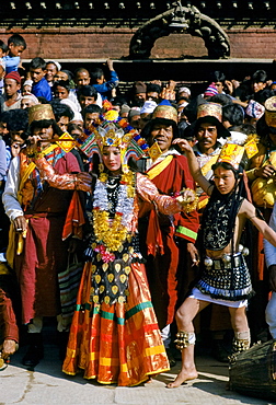 Nepalese dancers at cultural event in Bhaktapur, Nepal