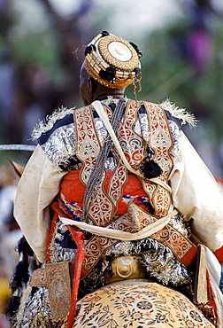 Nigerian chief at tribal gathering durbar cultural event at Maiduguri in Nigeria, West Africa