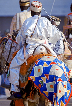 Nigerian chief at tribal gathering durbar cultural event at Maiduguri in Nigeria, West Africa