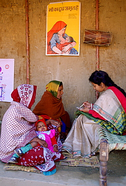 Women at Family Planning birth control clinic in Agra, India