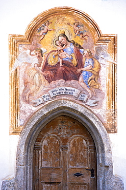 Christian chapel in Kirchweg in the old part of the town of Oetz in the Tyrol, Austria, Europe