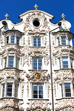 Rococo Baroque style Tyrolean architecture of Holblinghaus in Herzog Friedrich Strasse in Innsbruck, the Tyrol, Austria, Europe