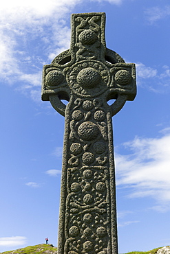 Traditional Celtic cross on Isle of Iona in Scotland, United Kingdom, Europe