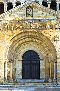 Doorway of Colegiata Santillana (St. Juliana's Collegiate Church) in Santillana del Mar, Cantabria, Northern Spain, Europe