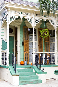 Traditional clapboard creole cottage home in Faubourg Marigny historic district  of New Orleans, Louisiana, USA