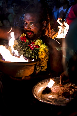 A devotee partcipiating in Thaipusam festival, Batu Caves, Kuala Lumpur, Malaysia, Southeast Asia, Asia 