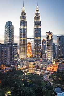 Petronas Towers and KLCC, Kuala Lumpur, Malaysia, Southeast Asia, Asia 